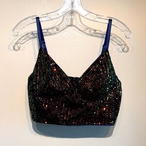 Sequin Crop Top with Adjustable Straps